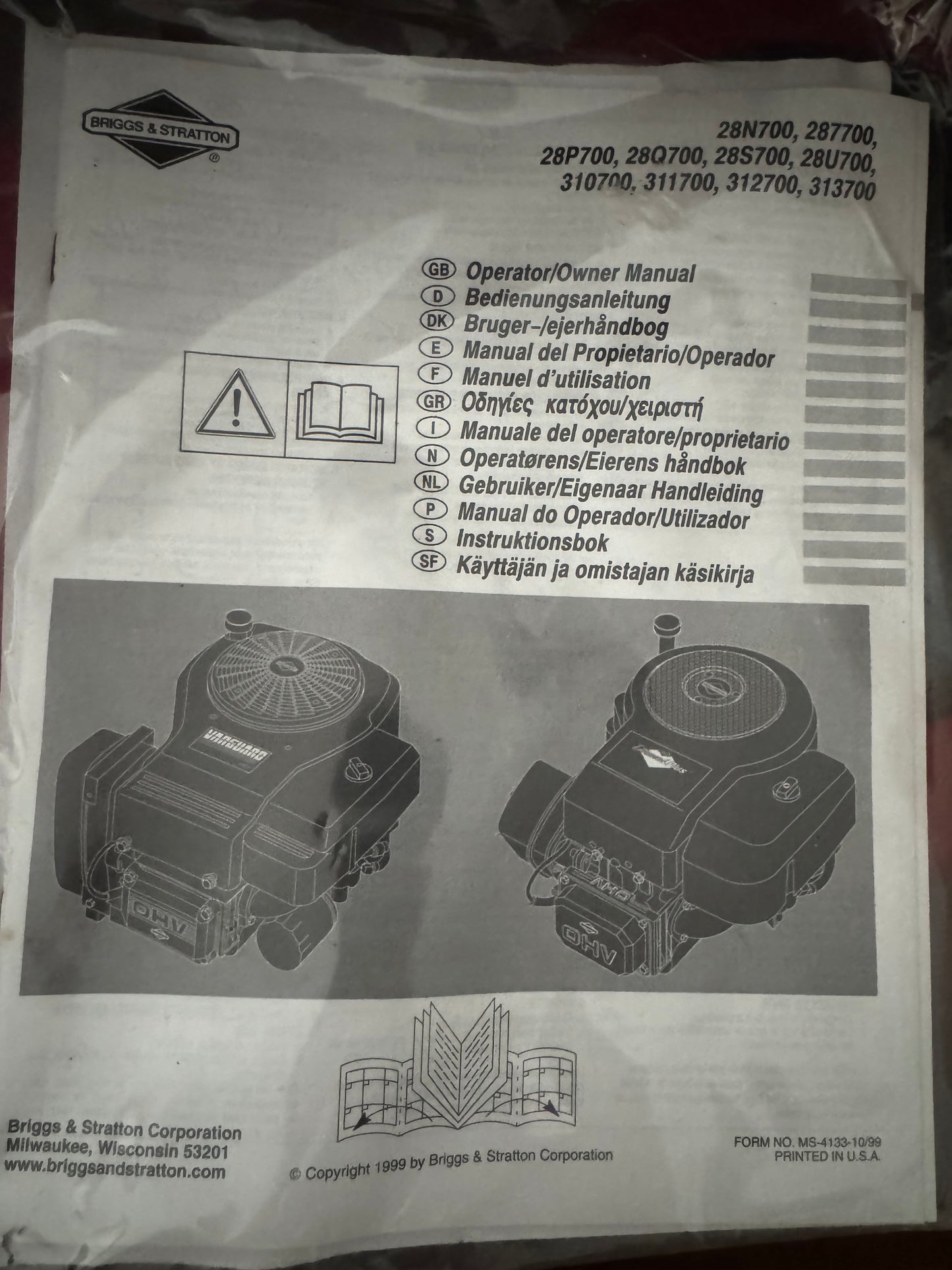 Briggs & Stratton Vanguard 18 HP V-Twin OHV Engine