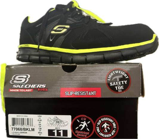 Skechers Work Synergy-Ekron Men’s Safety Toe Work Shoe – Black/Lime (77068/BKLM)