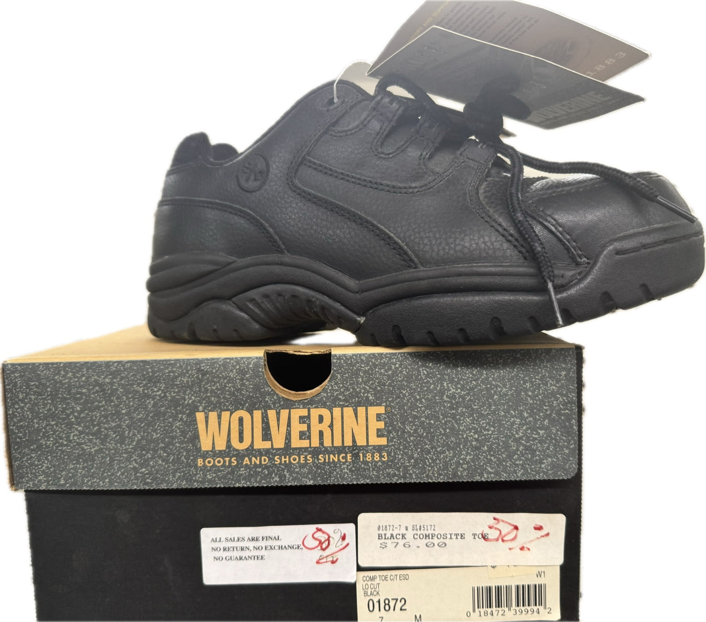 Wolverine Composite Toe ESD Work Shoe – Black (Style 01872)