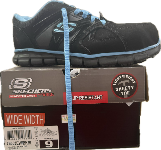 Skechers Work Synergy Sandlot Women’s Safety Toe Shoes – Black/Blue