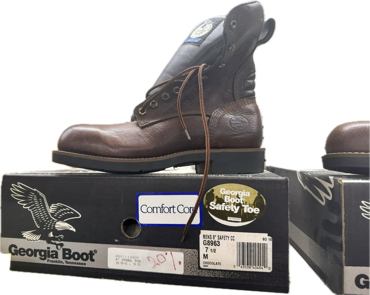 Georgia Boot G8963 Comfort Core 8” Steel Toe Work Boots Chocolate Brown Men’s