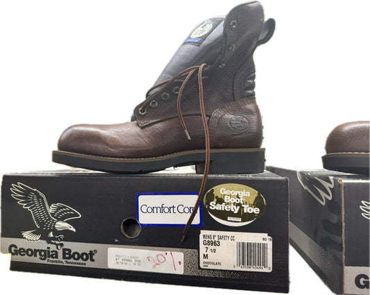 Georgia Boot G8963 Comfort Core 8” Steel Toe Work Boots Chocolate Brown Men’s